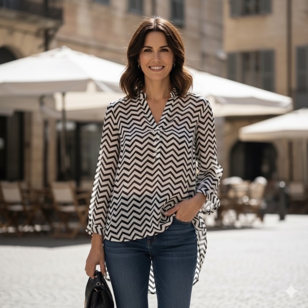 Tacera Women's Chevron Print Blouse